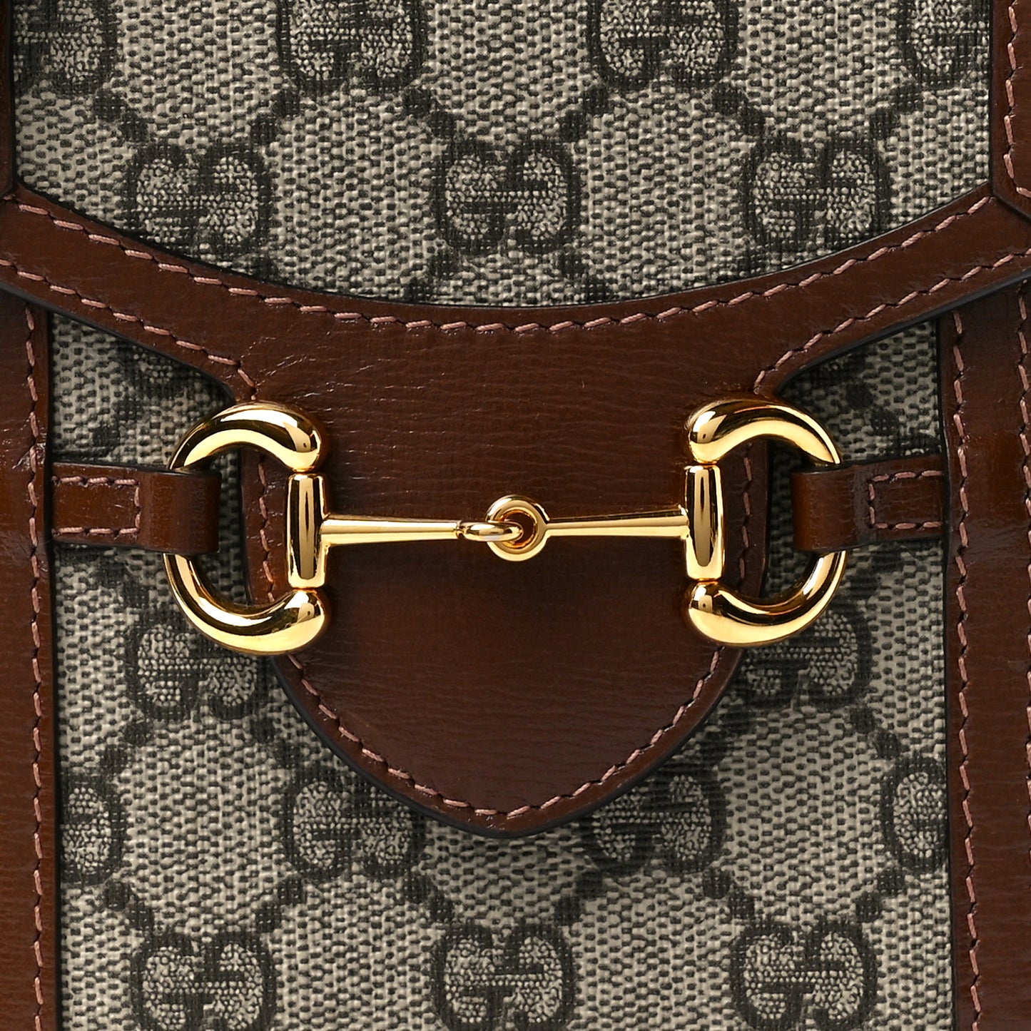 GG Supreme Monogram Mini Horsebit 1955 Crossbody Bag Beige Brown Sugar