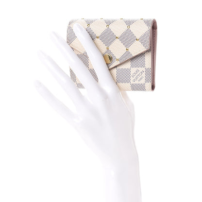 Louis Vuitton Damier Azur Studded Zoe Wallet Rose Ballerine 2 of 6
