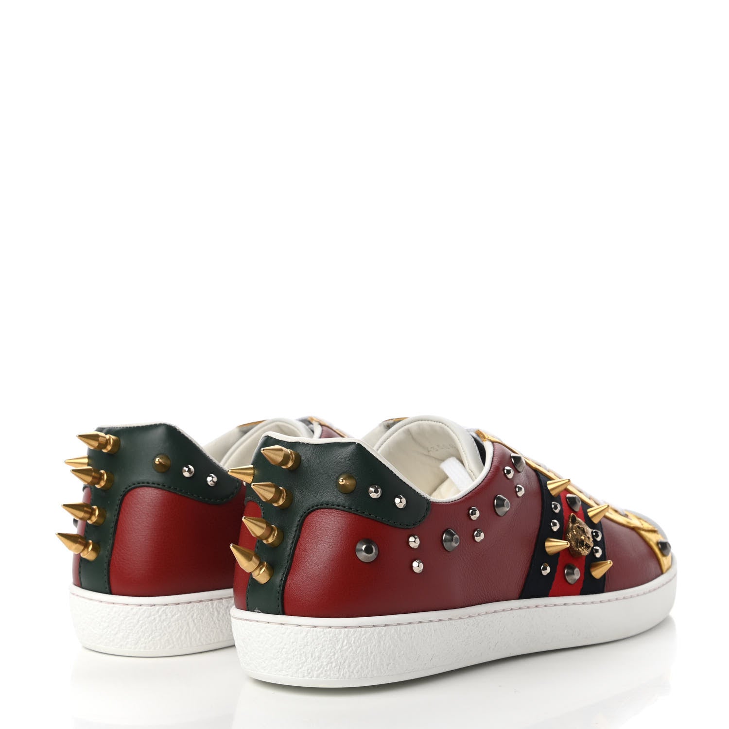 Gucci Calfskin Web Studded Mens Ace Sneakers 9.5 Red 4 of 9