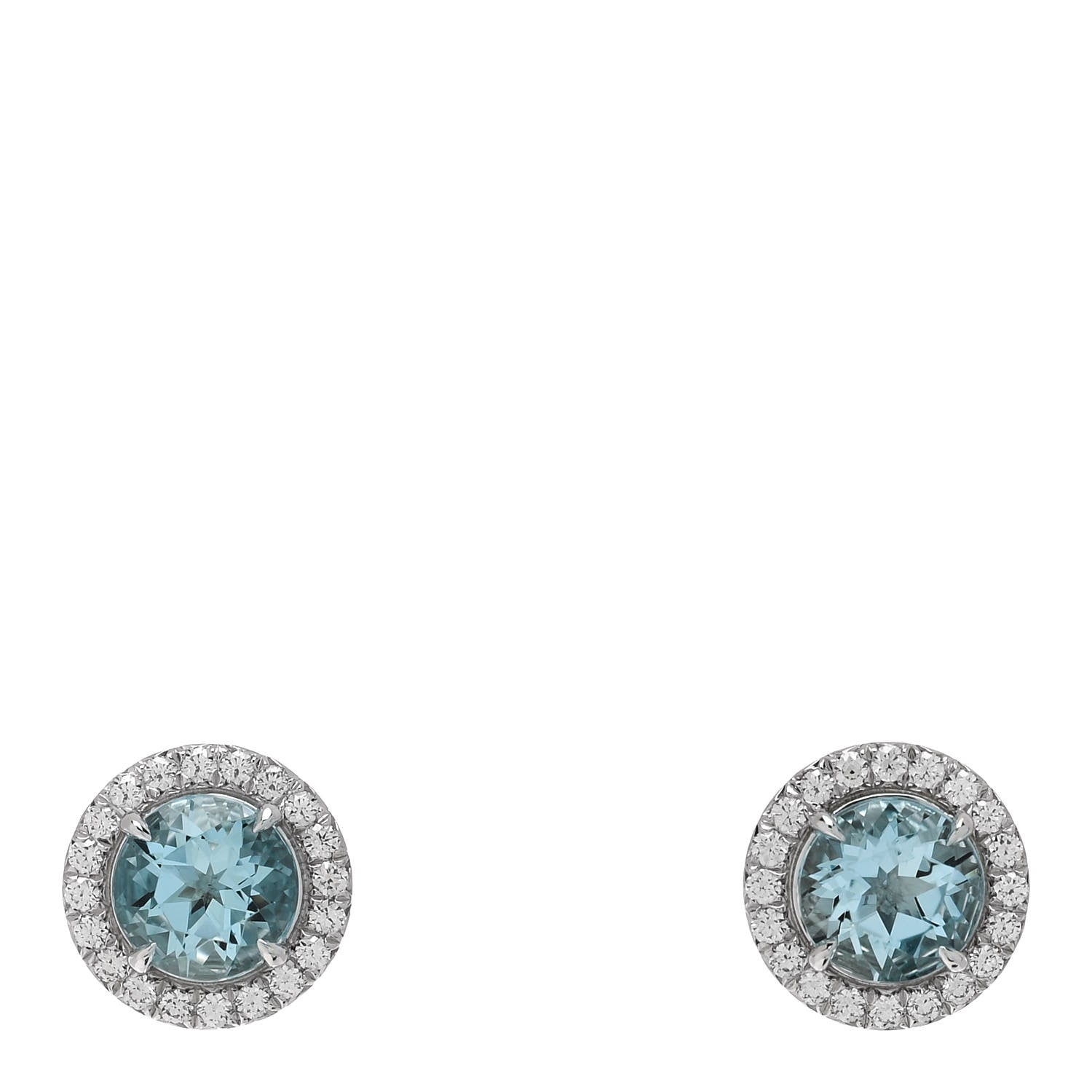 Tiffany Platinum Diamond Aquamarine Soleste Earrings 1 of 5