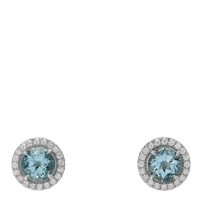 Tiffany Platinum Diamond Aquamarine Soleste Earrings 1 of 5