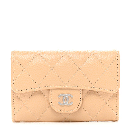 Chanel Caviar Quilted Flap Card Holder Wallet Beige 1 of 9