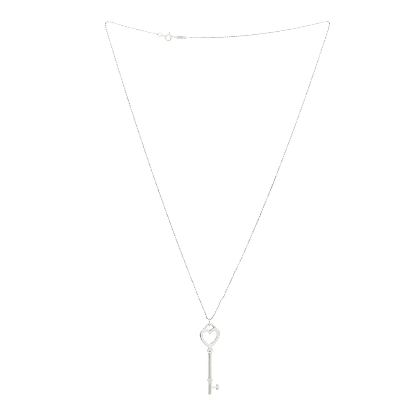 Sterling Silver Small Heart Key Pendant Necklace