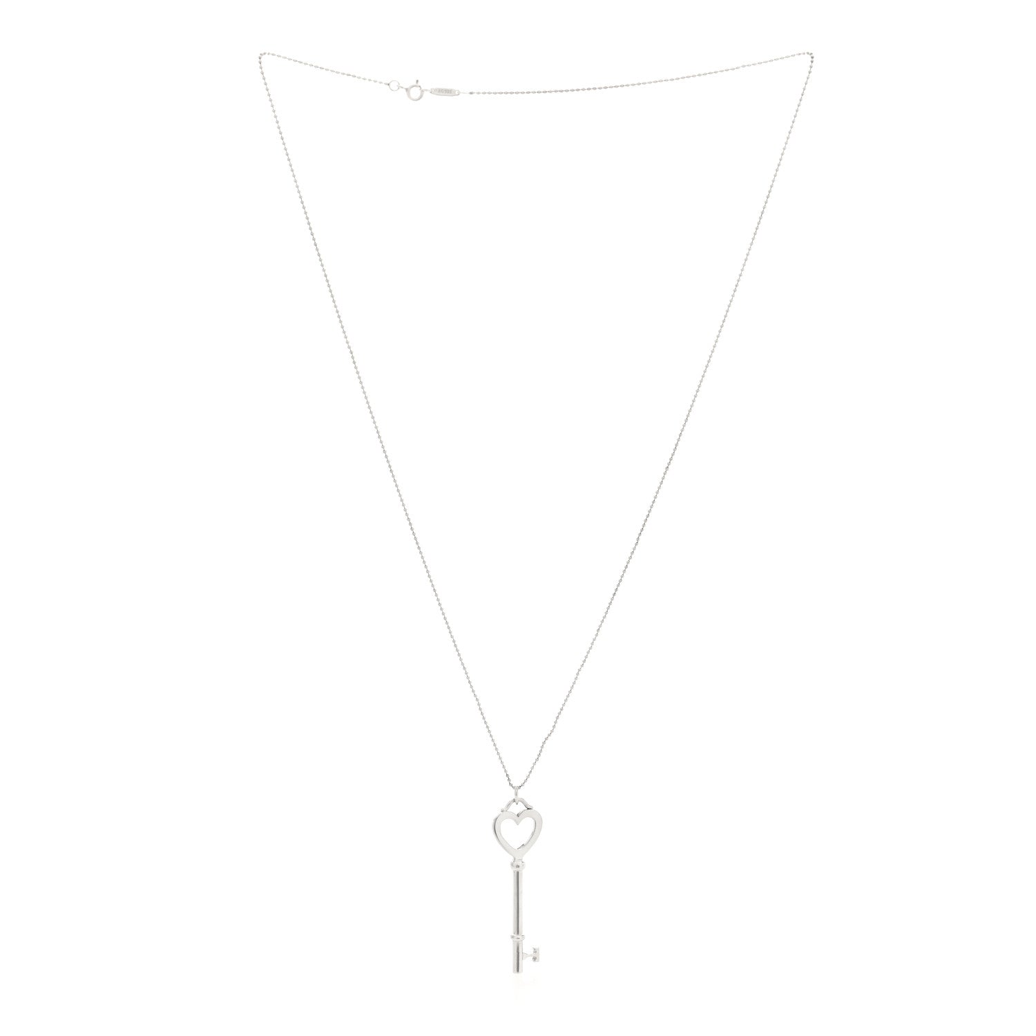 Tiffany Sterling Silver Small Heart Key Pendant Necklace 3 of 5