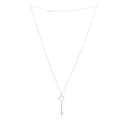 Tiffany Sterling Silver Small Heart Key Pendant Necklace 3 of 5