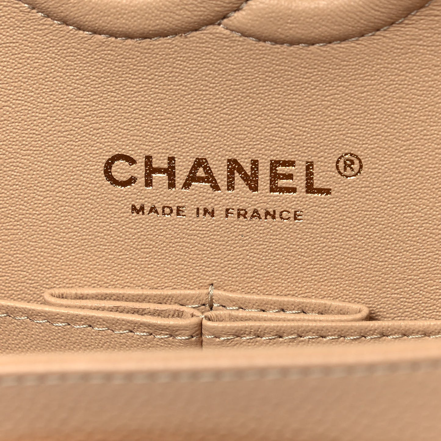 Caviar Quilted Medium Double Flap Beige