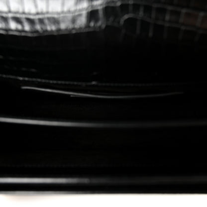 Saint Laurent Calfskin Crocodile Embossed Medium Monogram Sunset Black 5 of 10