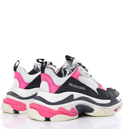 Balenciaga Fabric Mesh Womens Triple S Sneakers 37 Rose Fluo Black White 4 of 7