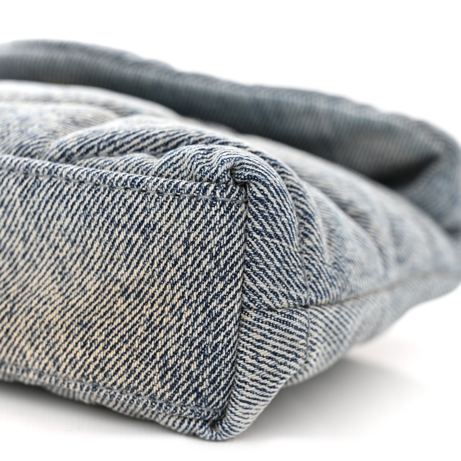 Saint Laurent Denim Quilted Monogram Loulou Puffer Pouch Clutch Blue Gray Light Azur 9 of 9