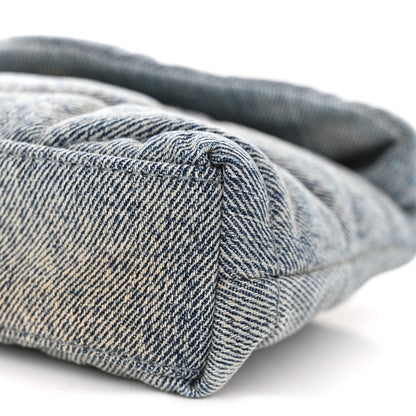 Saint Laurent Denim Quilted Monogram Loulou Puffer Pouch Clutch Blue Gray Light Azur 9 of 9
