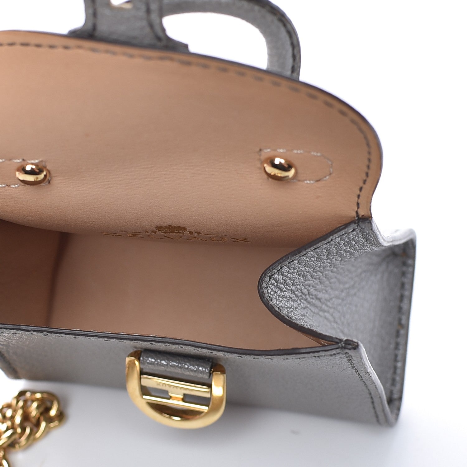 Delvaux Metallic Calfskin Mini Brillant Bag Charm Gris Irise 7 of 9