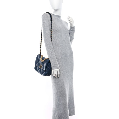 Chanel Lambskin Quilted Medium Chanel 19 Flap Navy Blue 2 of 9