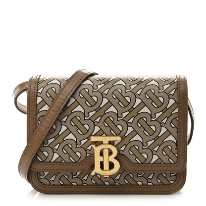 Burberry Calfskin Monogram Mini TB Bag Brown 1 of 14
