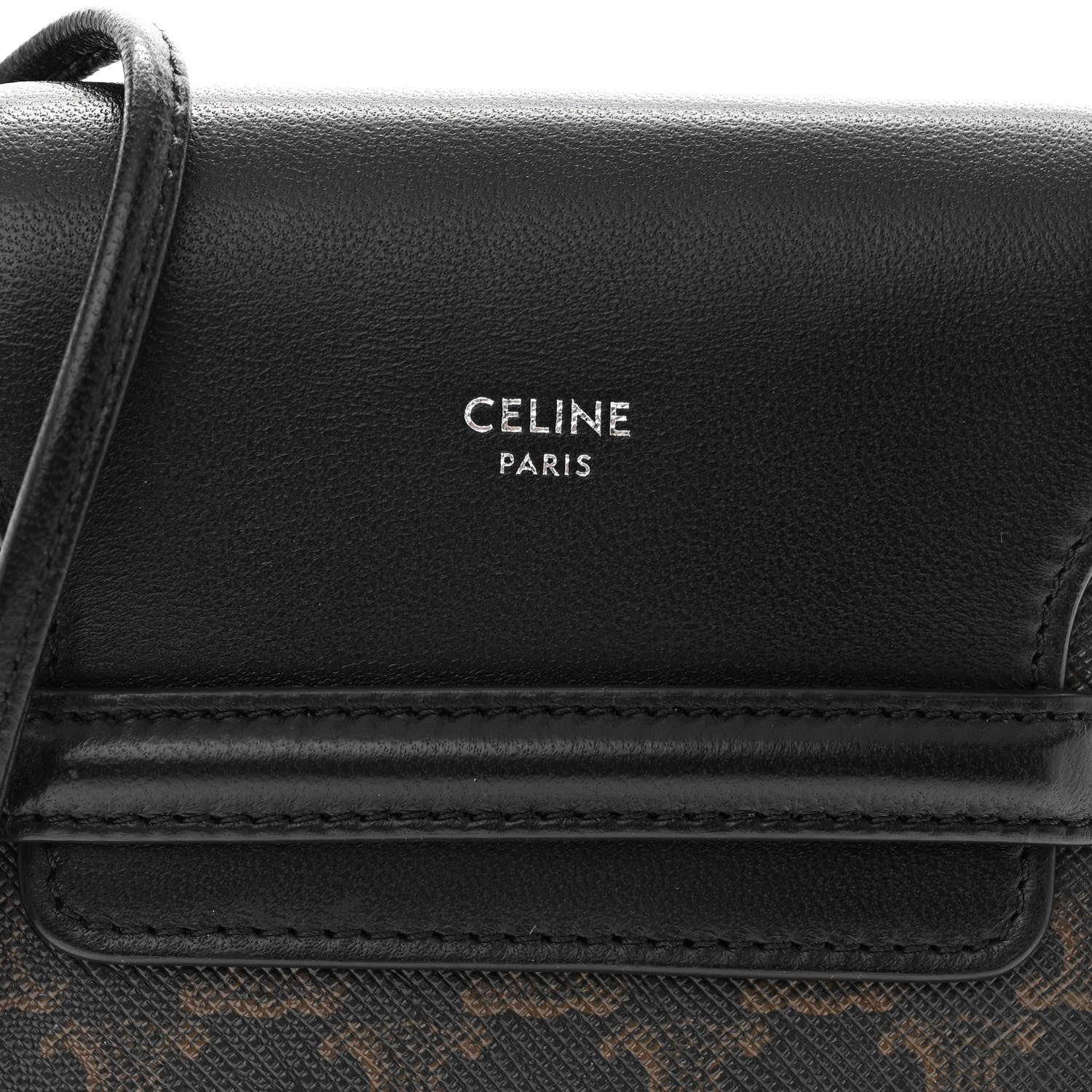 Celine Triomphe Canvas Lambskin Phone Pouch With Flap Black 8 of 11