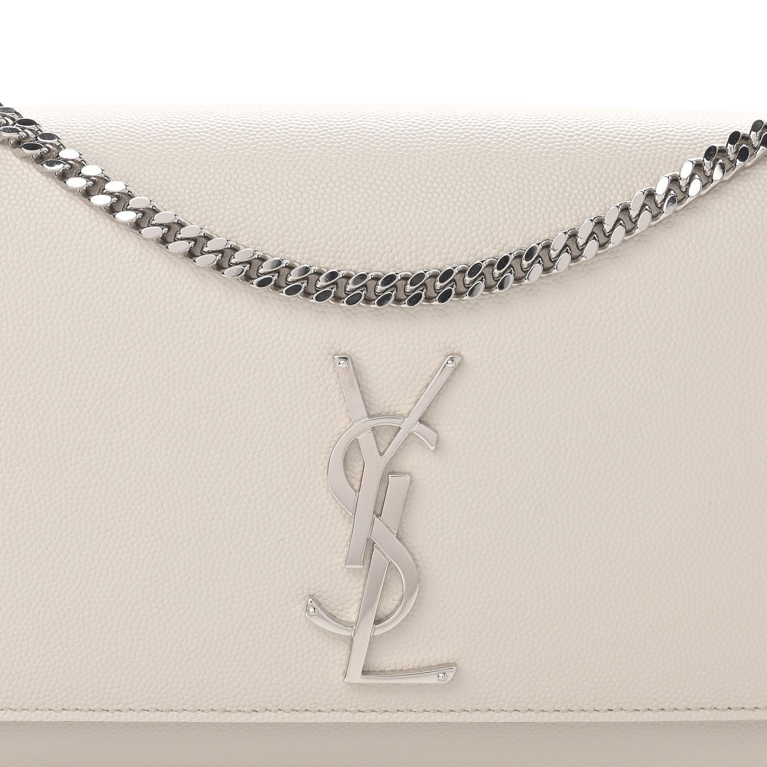 Saint Laurent Grain De Poudre Medium Classic Monogram Kate Satchel Icy White 8 of 11