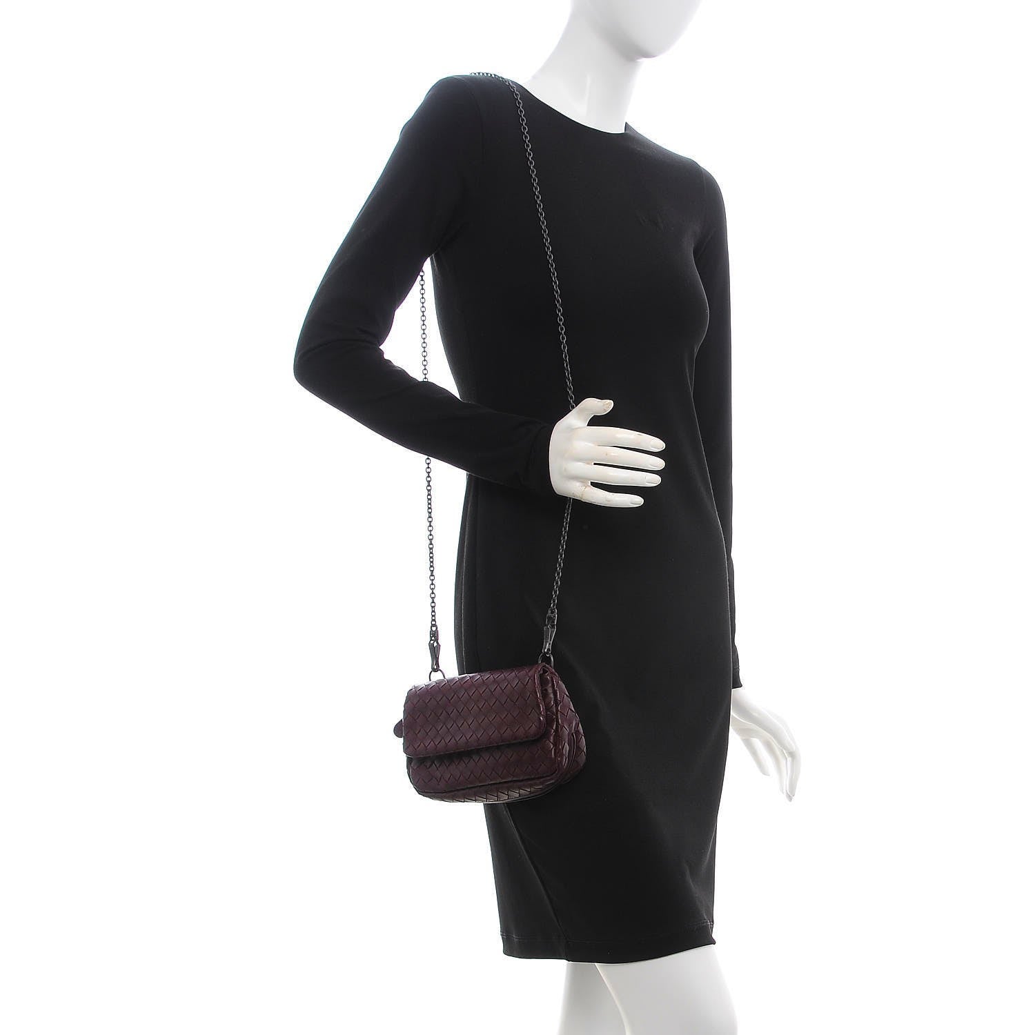 Bottega Veneta Nappa Intrecciato Mini Chain Messenger Dark Barolo 2 of 7