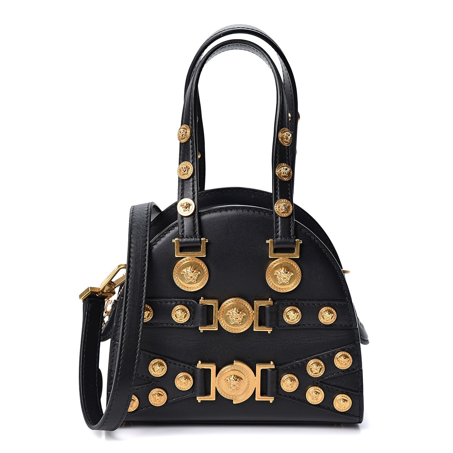 Calfskin Small Medallion Tribute Bowling Bag Black