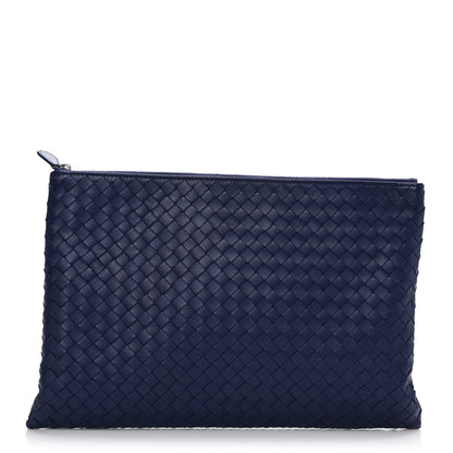 Bottega Veneta Nappa Intrecciato Large Zip Pouch Atlantic 1 of 7