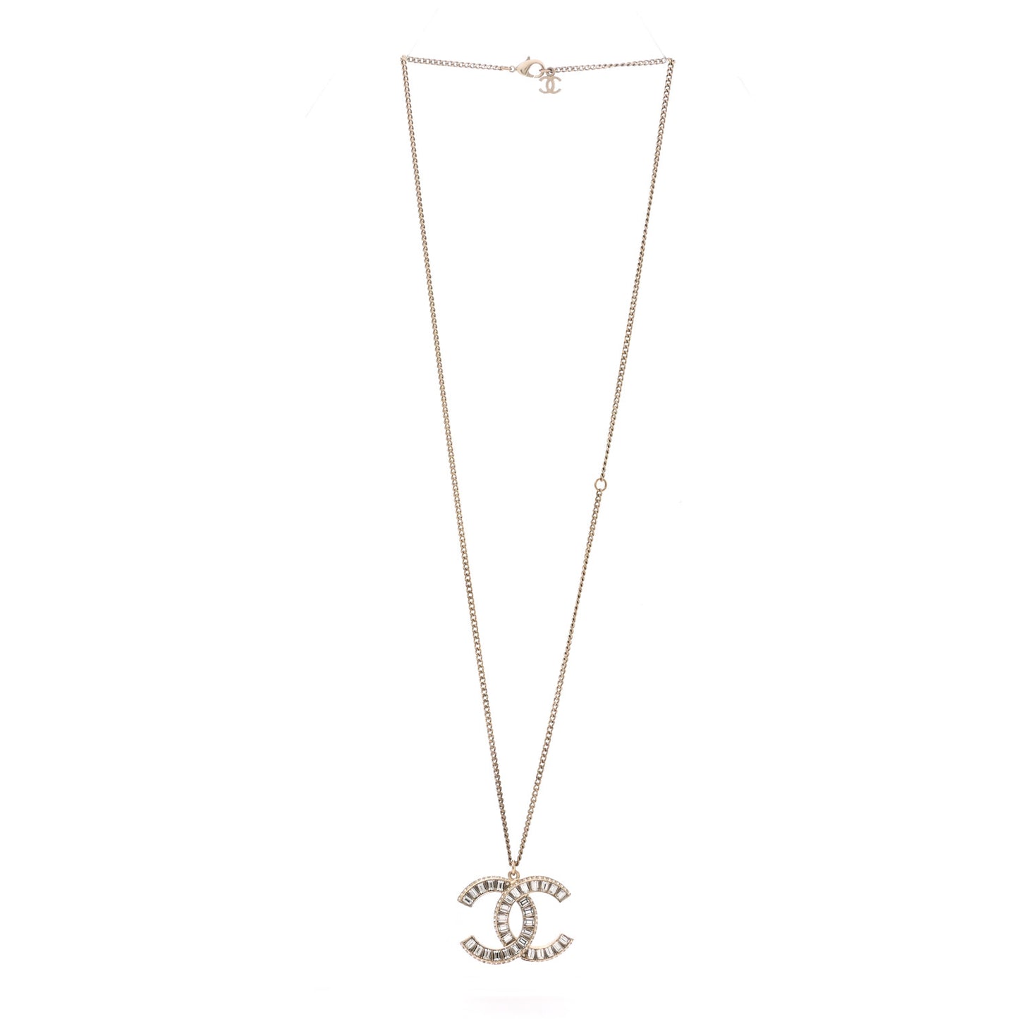 Baguette Crystal CC Necklace Gold