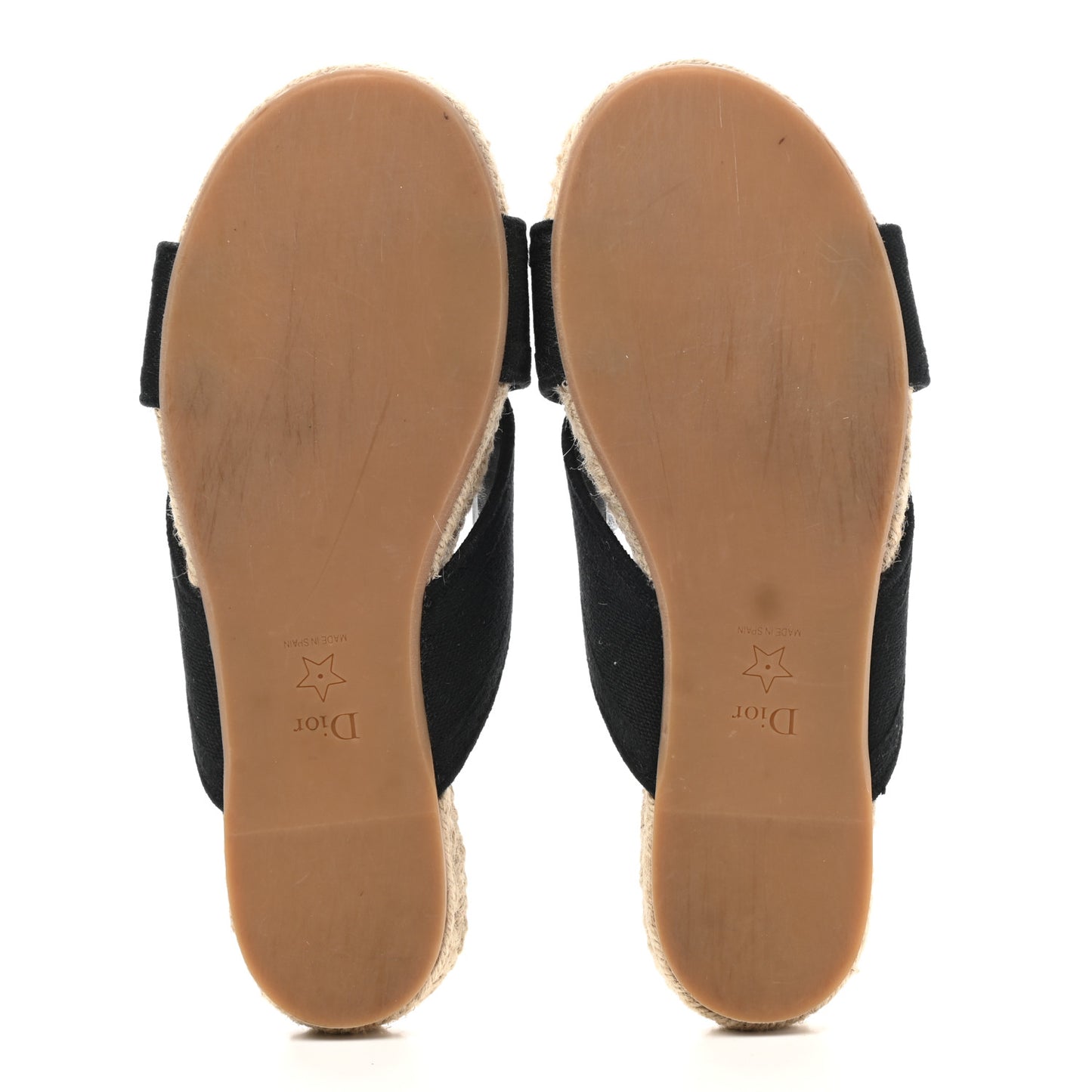 Canvas Embroidered Granville Espadrille Crisscross Flat Slide Sandals 38.5 Black