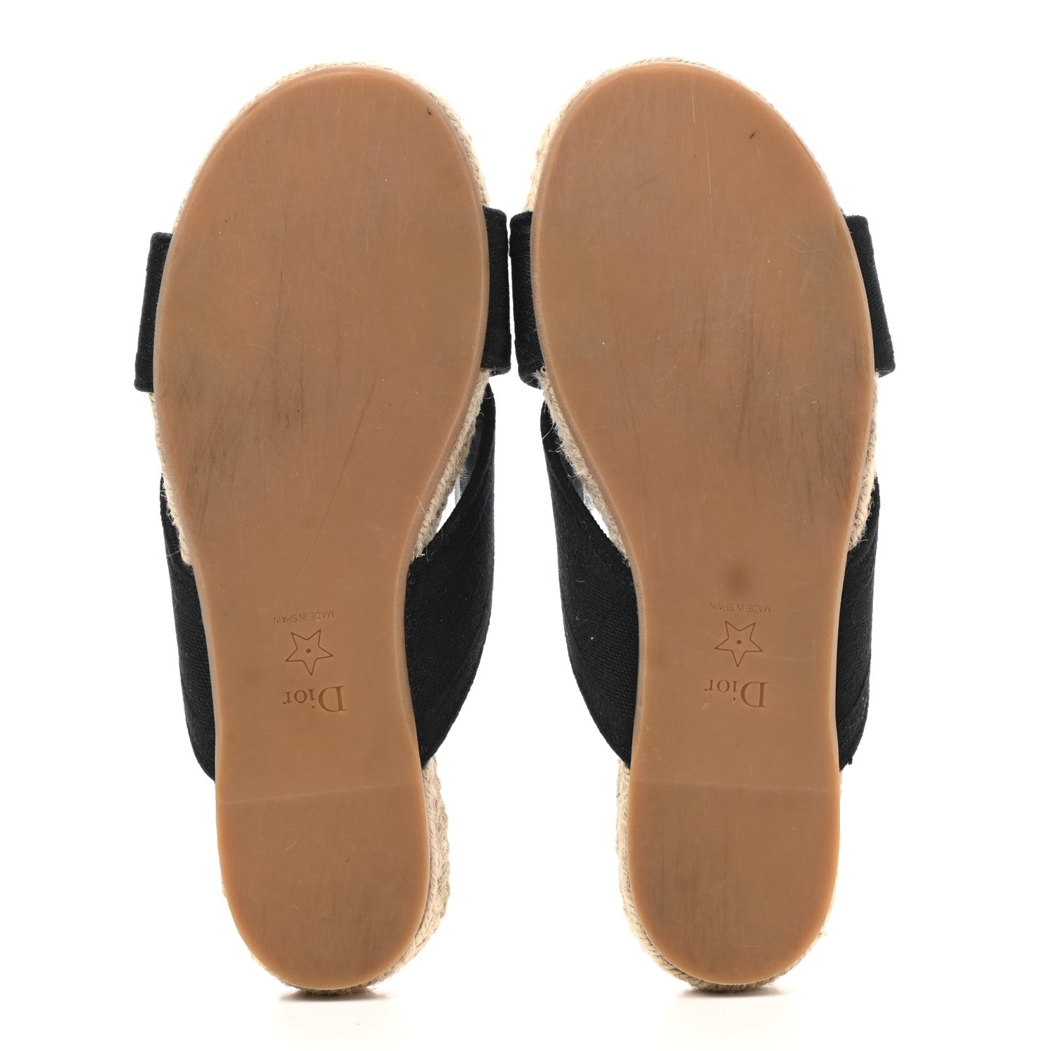 Christian Dior Canvas Embroidered Granville Espadrille Crisscross Flat Slide Sandals 38.5 Black 5 of 10