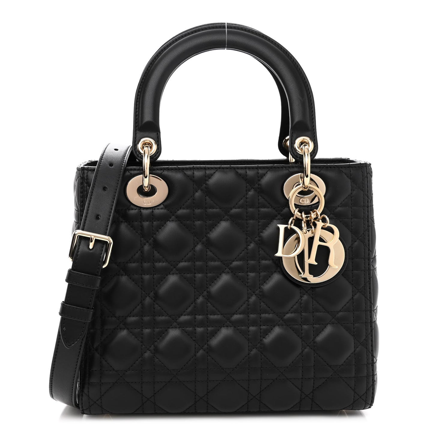 Lambskin Cannage Medium Lady Dior Black