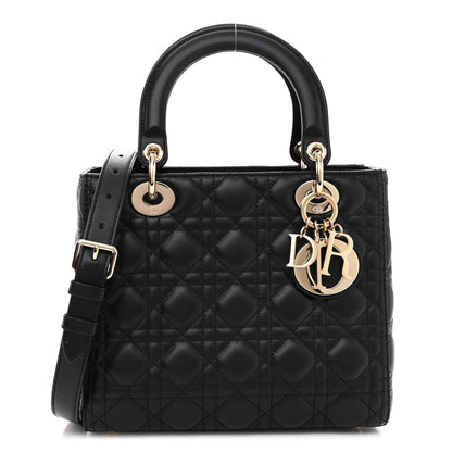 Christian Dior Lambskin Cannage Medium Lady Dior Black 1 of 9