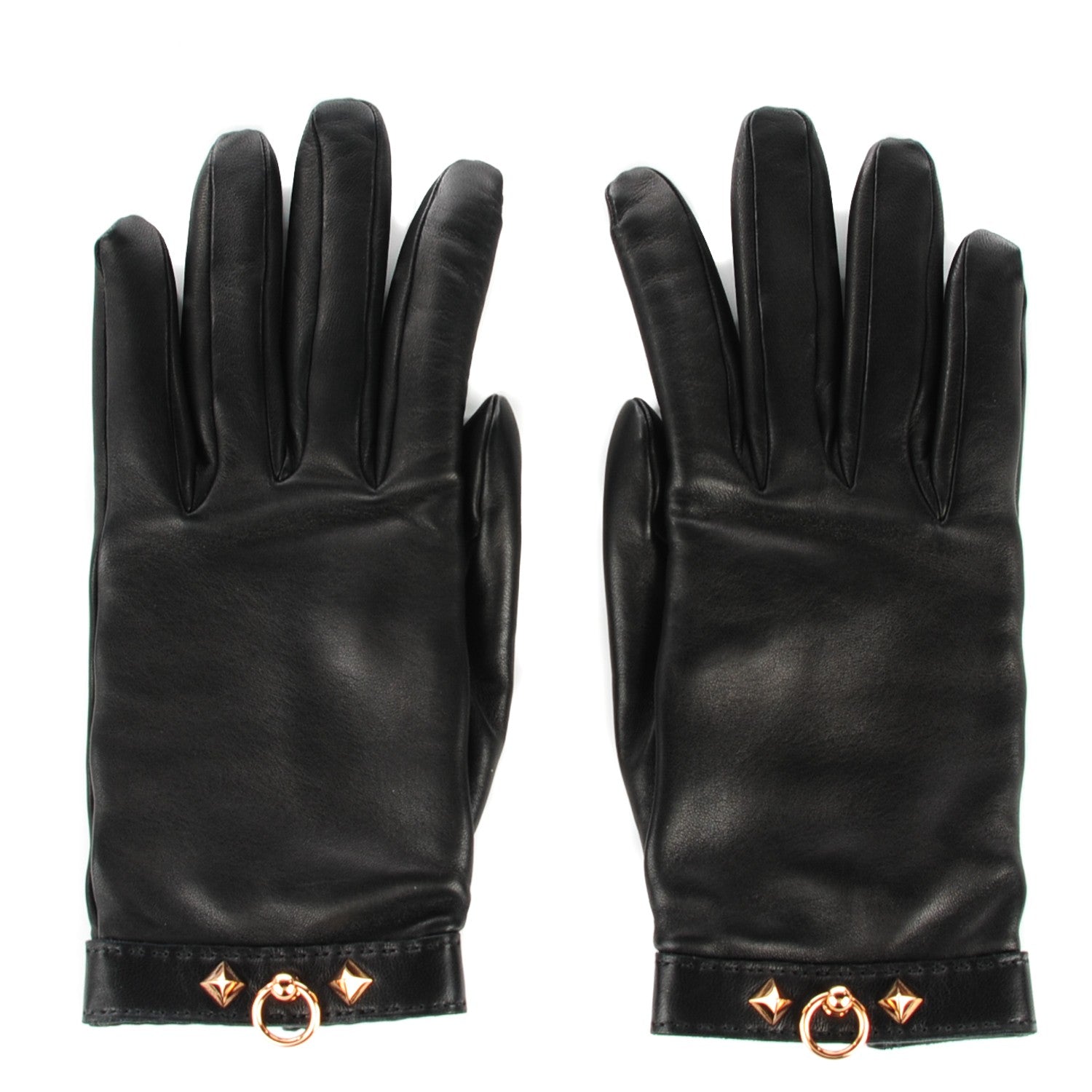 Hermes Lambskin Louise Gloves 7.5 Black 1 of 6