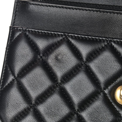 Chanel Lambskin Quilted CC Pearl Crush Wallet on Chain WOC Black 10 of 11