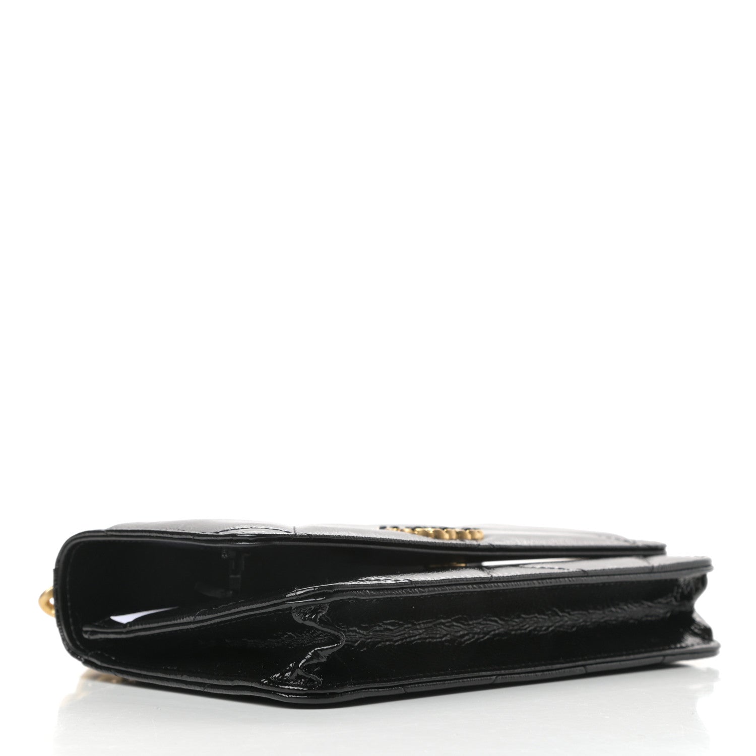 Chanel Shiny Crumpled Calfskin Quilted Chanel 19 Wallet On Chain WOC Black 4 of 11