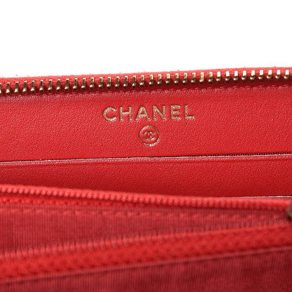 Chanel Caviar Quilted Small Filigree Zip Around Wallet Red 6 of 10