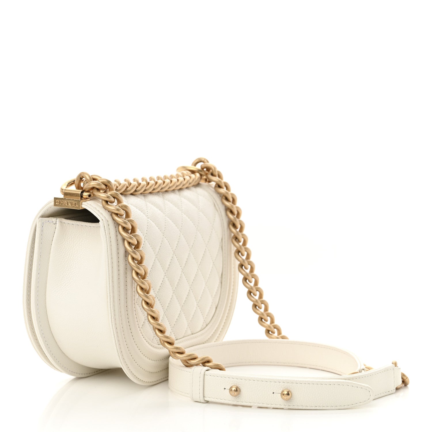 Chanel Caviar Quilted Small Boy Messenger Bag White 3 of 10