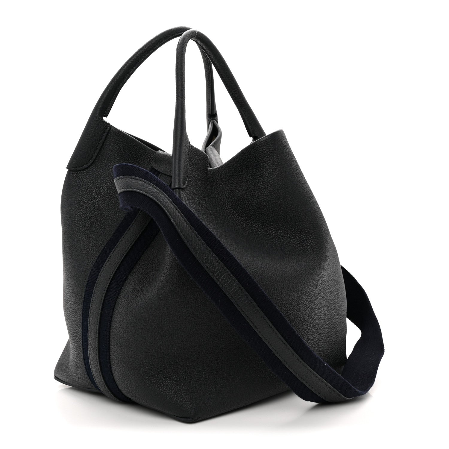 Loro Piana Grained Calfskin Large Bale Bag Navy Blue 4 of 10