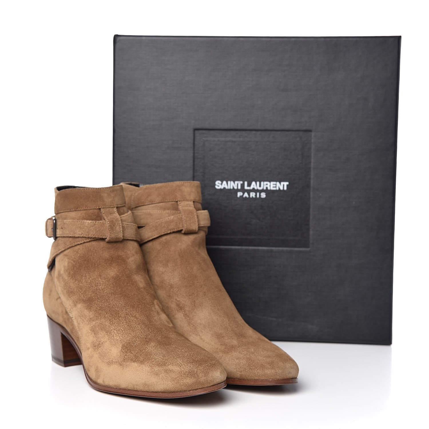 Saint Laurent Suede Womens Blake Ankle Boots 36 New Sigaro 10 of 10