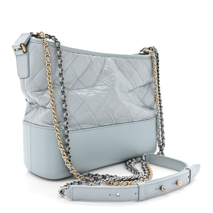 Chanel Aged Calfskin Quilted Medium Gabrielle Hobo Light Blue 3 of 12