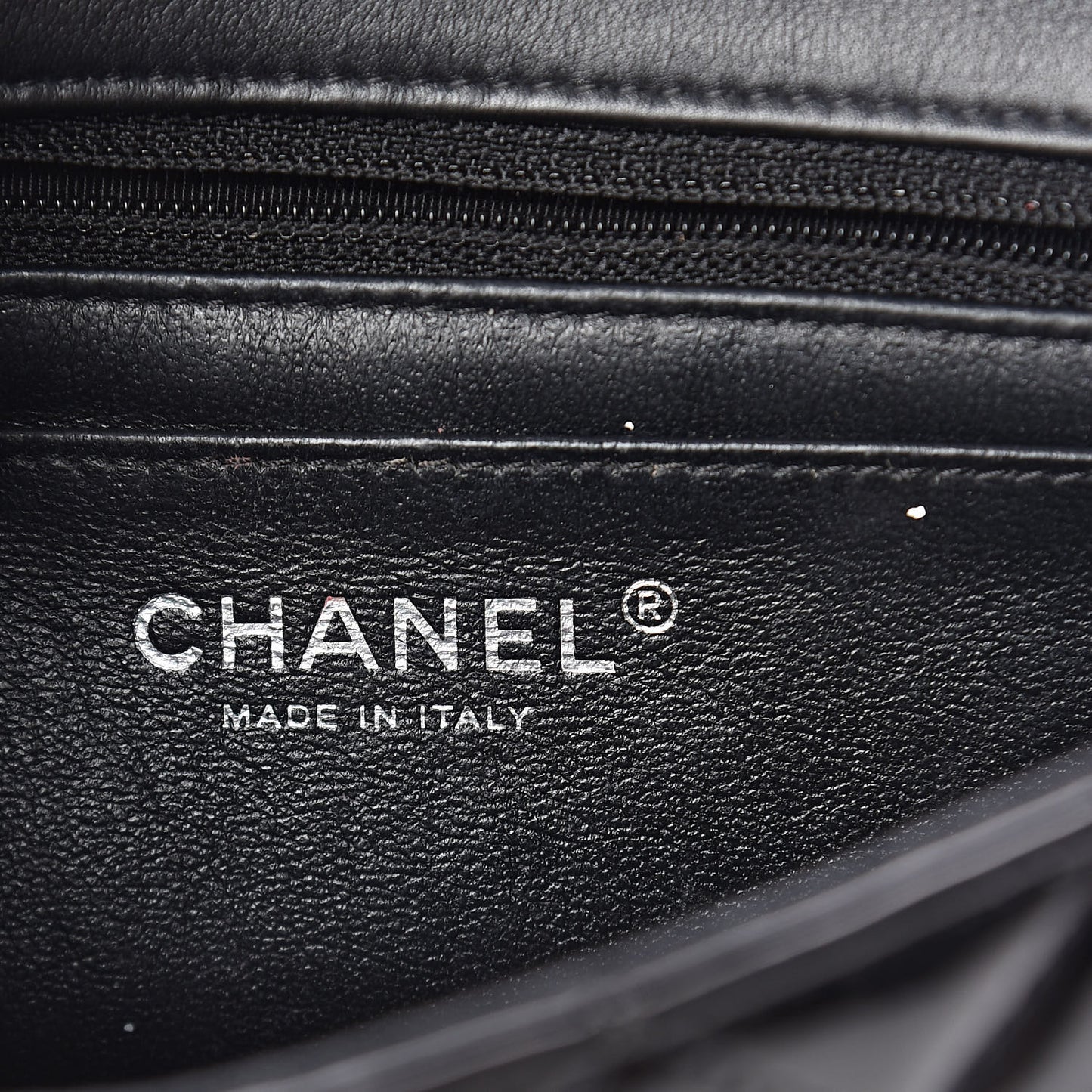 Patent Calfskin Quilted Mini Rectangular Flap Black
