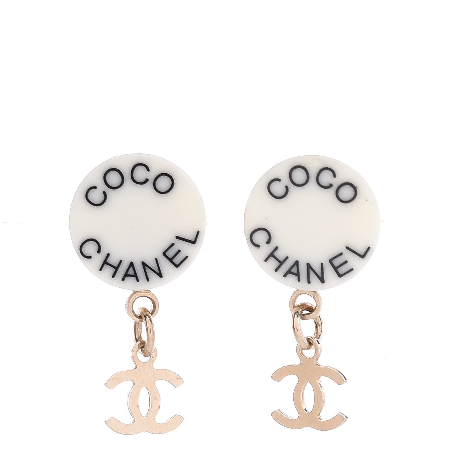 Chanel Resin Coco CC Drop Earrings Gold 1 of 4