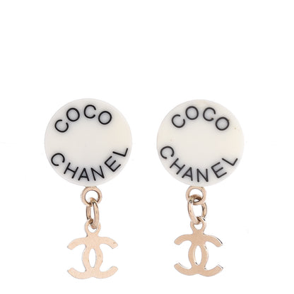 Chanel Resin Coco CC Drop Earrings Gold 1 of 4