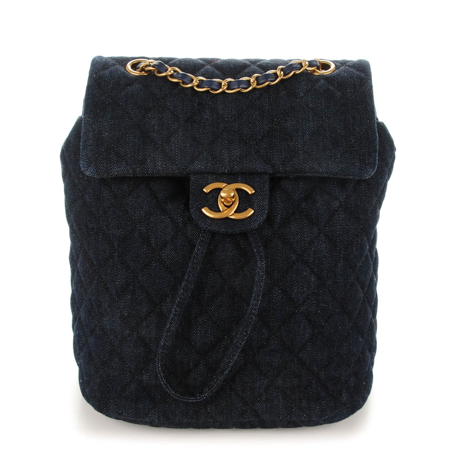 Washed Denim Quilted Small Urban Spirit Backpack Dark Blue