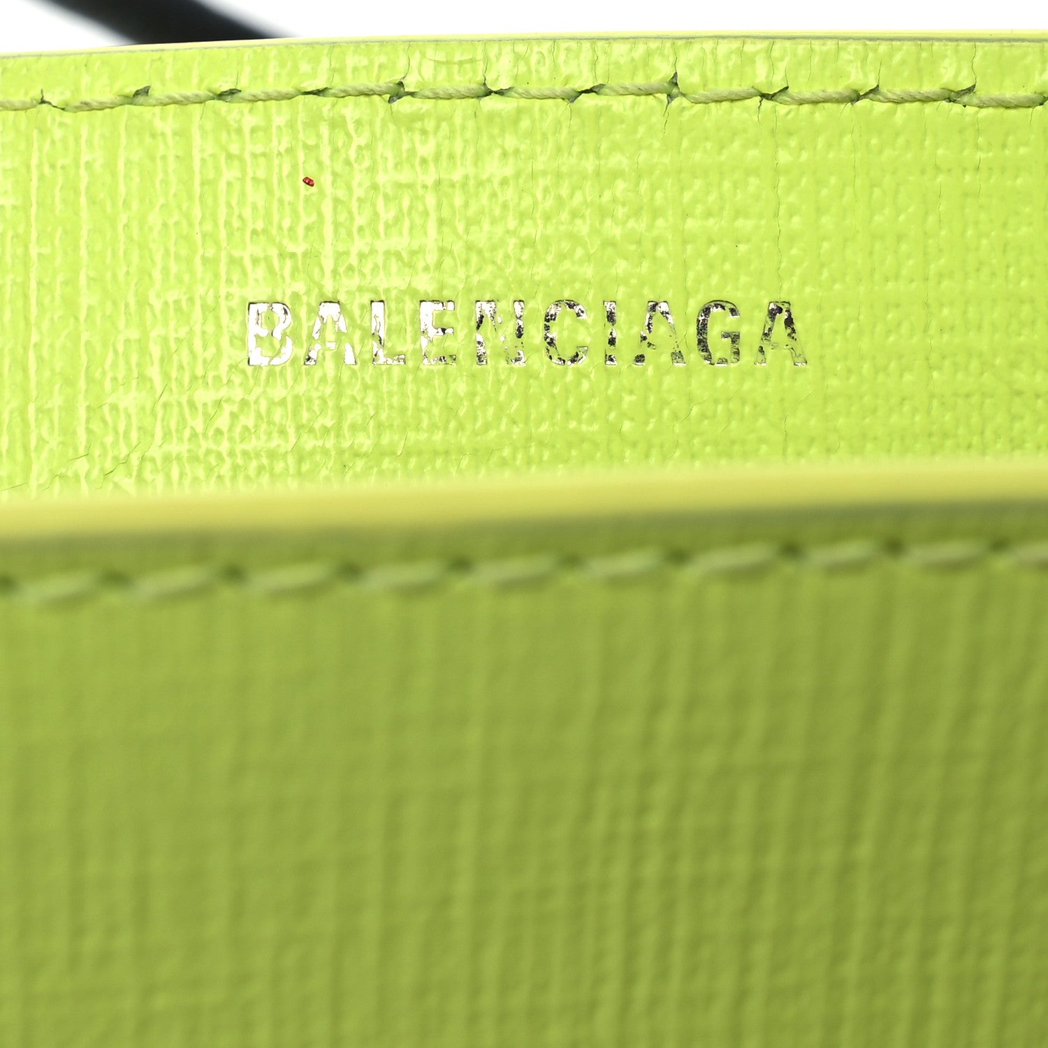 Balenciaga Squared Calfskin Logo Shopping Tote XXS Lime 6 of 13