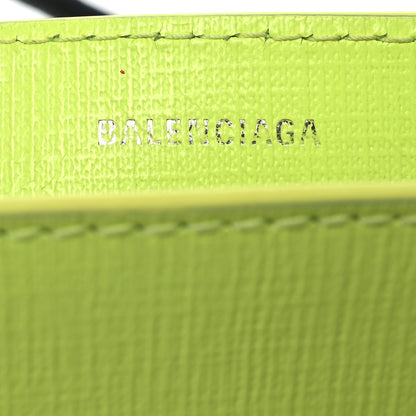 Balenciaga Squared Calfskin Logo Shopping Tote XXS Lime 6 of 13