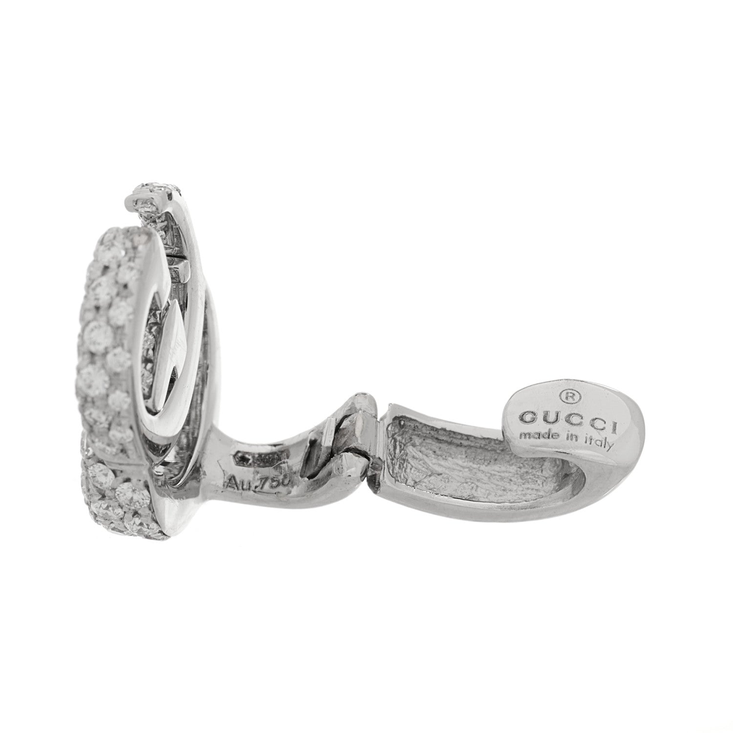 Gucci 18K White Gold Diamond Running G Ear Cuff Earring 4 of 5