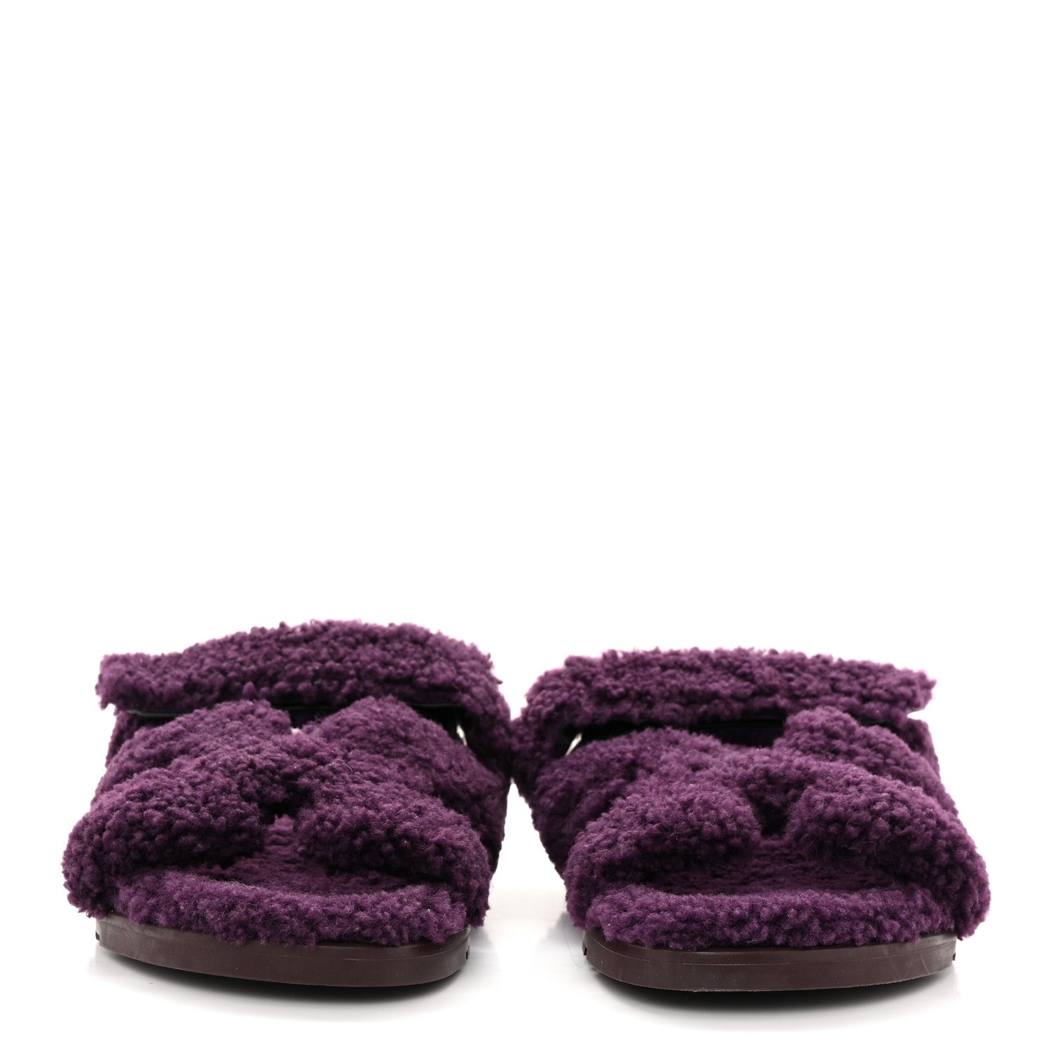 Hermes Woolskin Womens Chypre Sandals 40.5 Violet Fonce 2 of 8