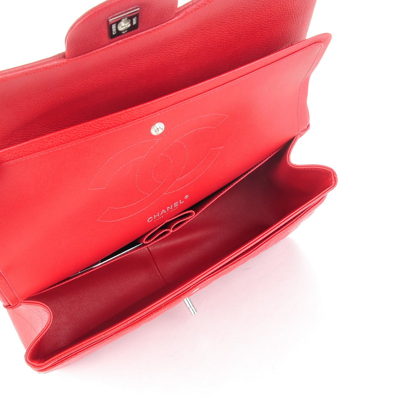 Caviar Quilted Jumbo Double Flap Red