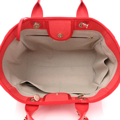 Chanel Canvas Large Deauville Tote Red 6 of 14