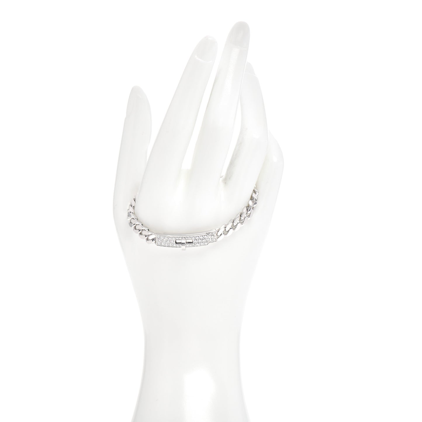 18K White Gold Diamond TPM Kelly Gourmette Bracelet ST