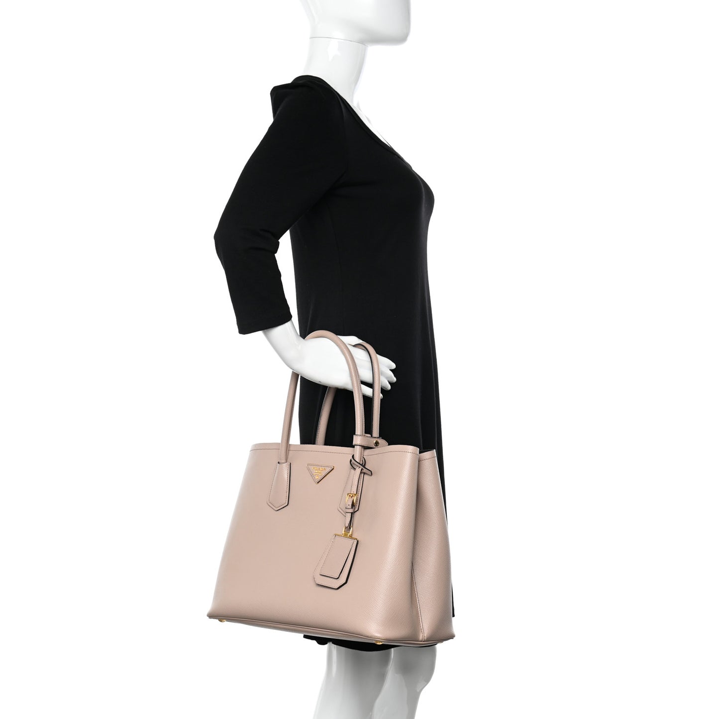 Saffiano Cuir Large Double Bag Cammeo