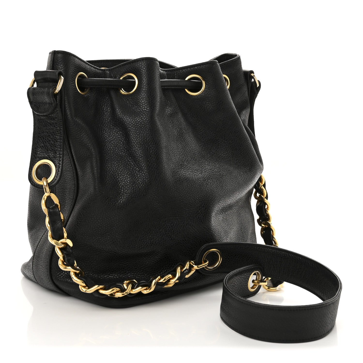 Chanel Caviar CC Chain Mini Drawstring Bag Black 4 of 13