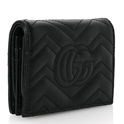 Gucci Calfskin Matelasse GG Marmont Card Case Wallet Black 3 of 8