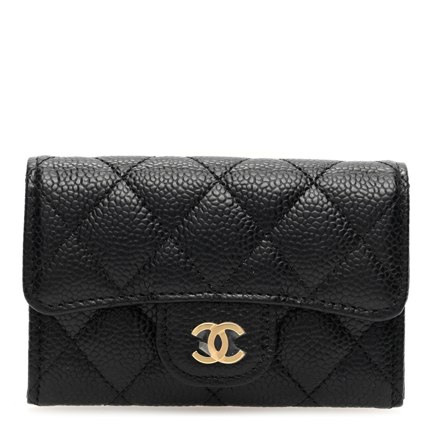 Chanel Caviar Quilted Flap Card Holder Wallet Black 1 of 8